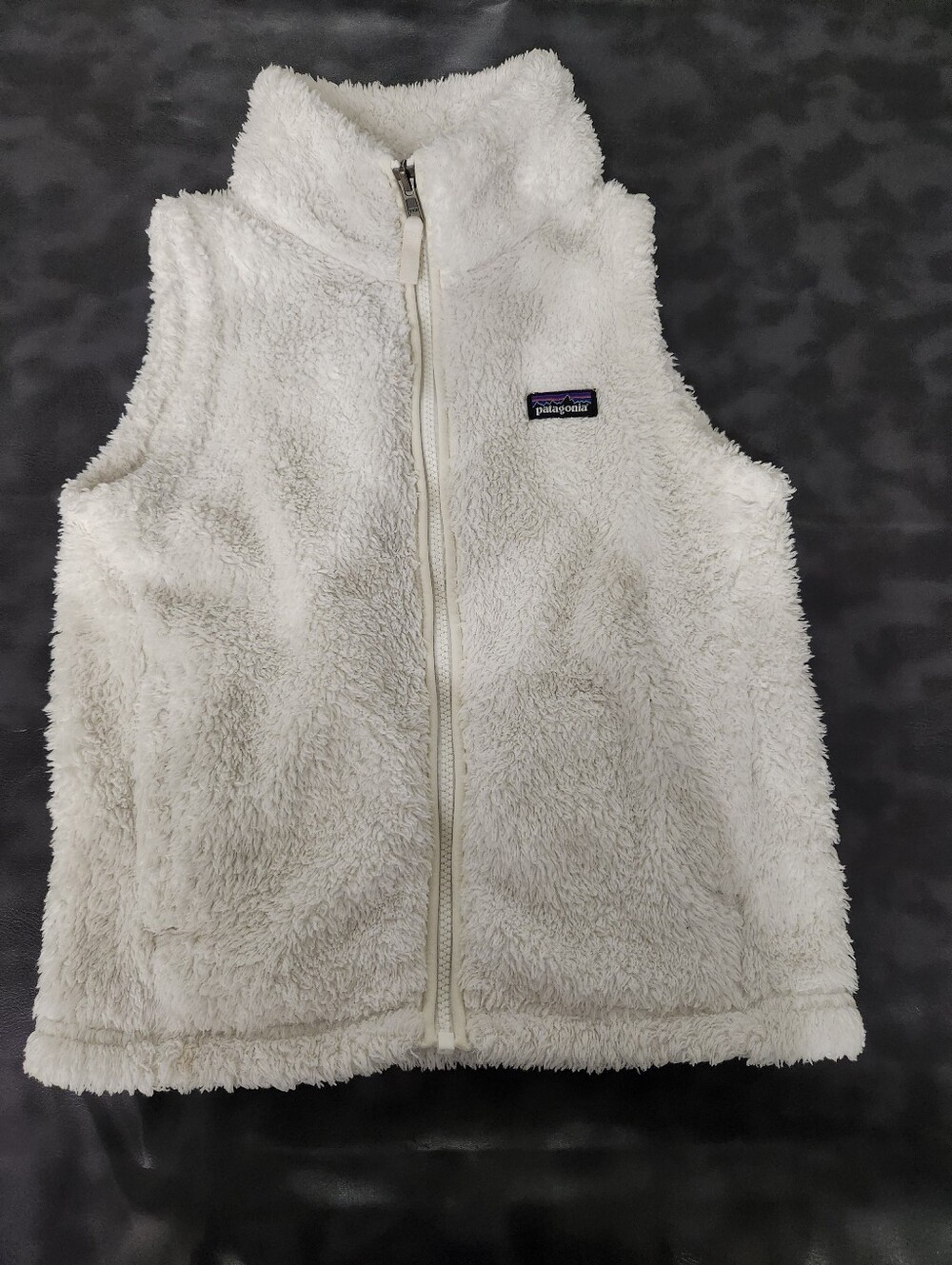 Patagonia Cream Sherpa Fleece Vest with Logo Patch